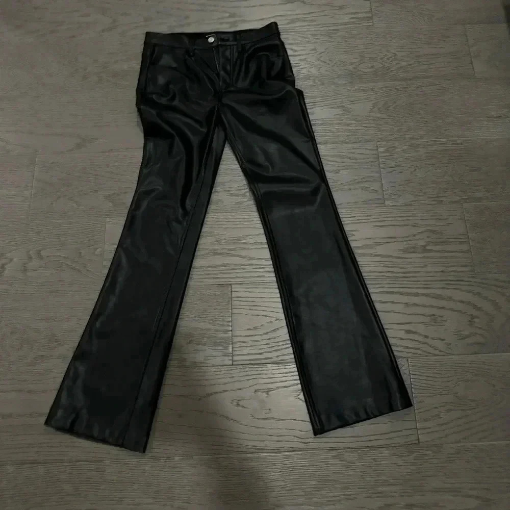 A.L.C. Black Faux-Leather Bootcut Pants
